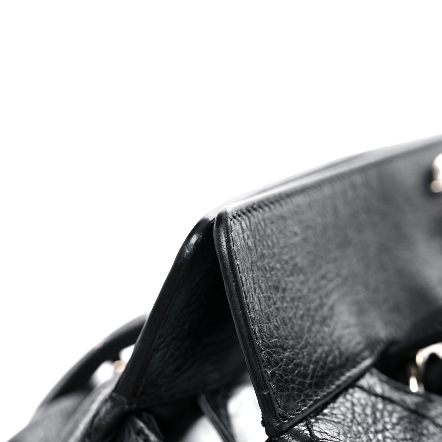 Glazed Calfskin Large On The Road Large Frame Tote Black