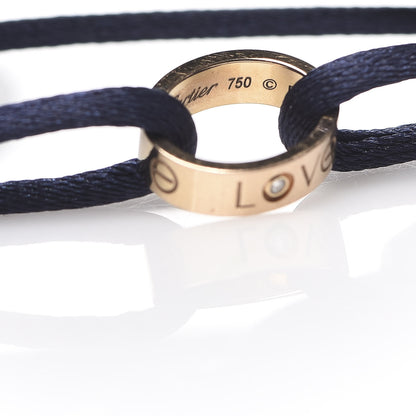 Cartier 18K Pink Gold Diamond Charity LOVE Adjustable Cord Bracelet Blue 4 of 4