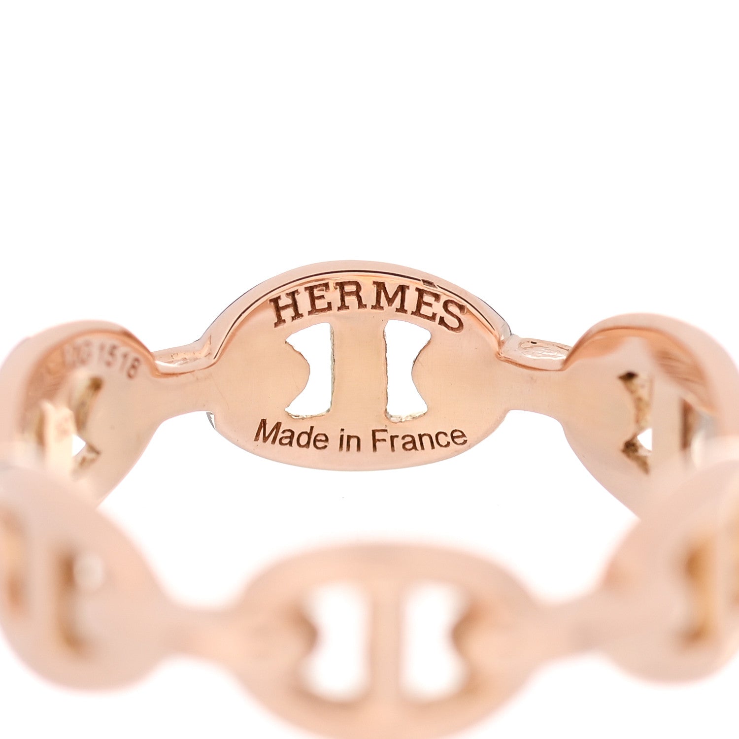 Hermes 18K Rose Gold PM Chaine D'Ancre Enchainee Ring 52 6 4 of 6