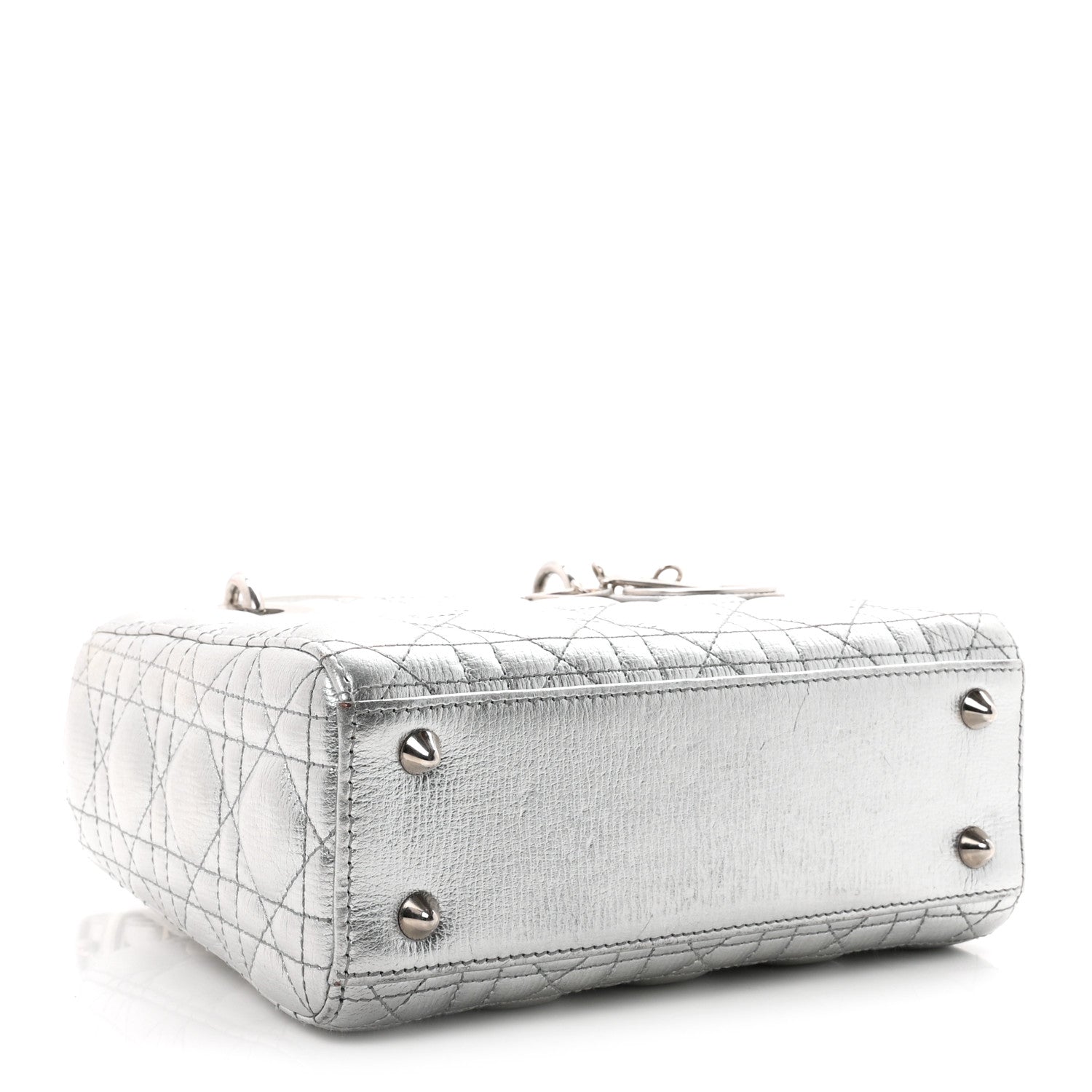 Christian Dior Metallic Grained Calfskin Cannage Small Lucky Badges My Lady Dior Silver 4 of 12