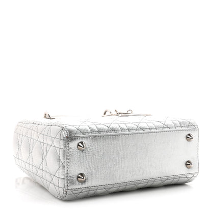 Christian Dior Metallic Grained Calfskin Cannage Small Lucky Badges My Lady Dior Silver 4 of 12