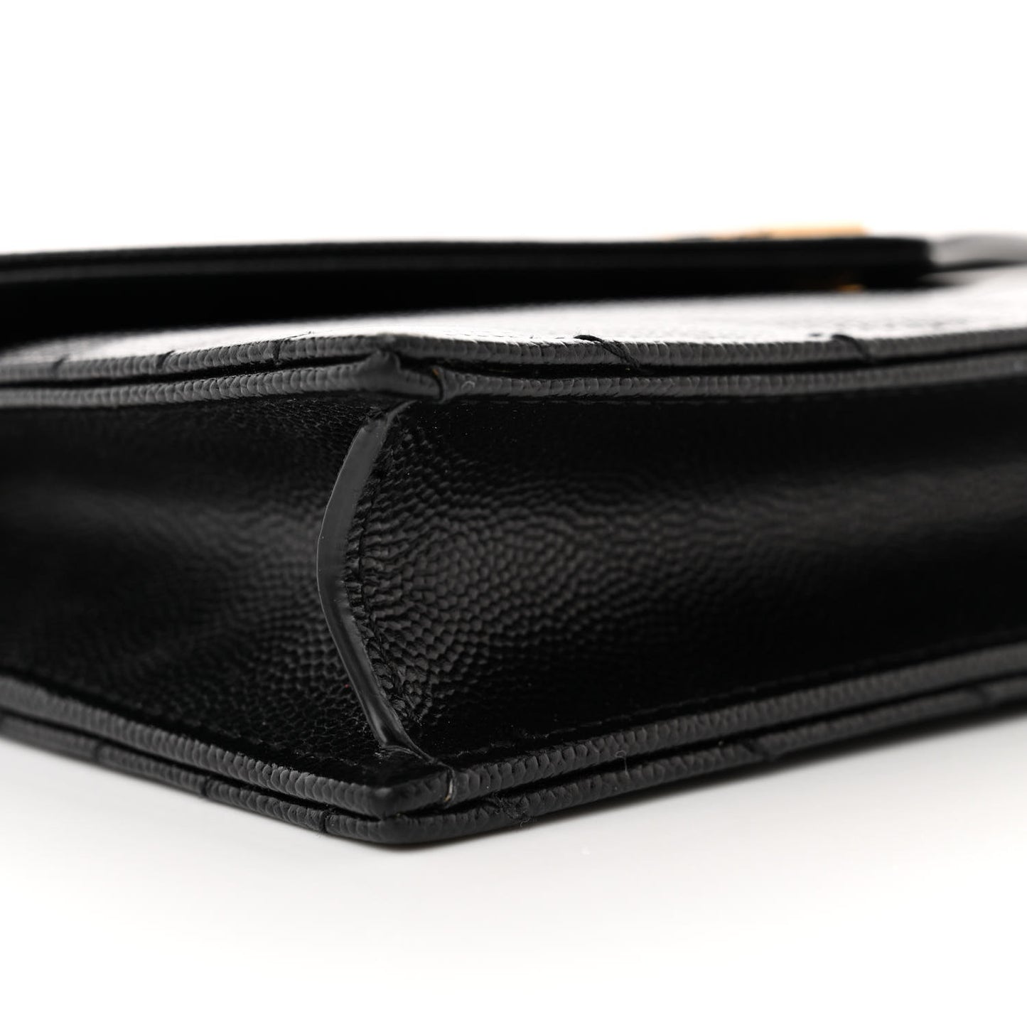 Grain De Poudre Matelasse Chevron Monogram Envelope Chain Wallet Black