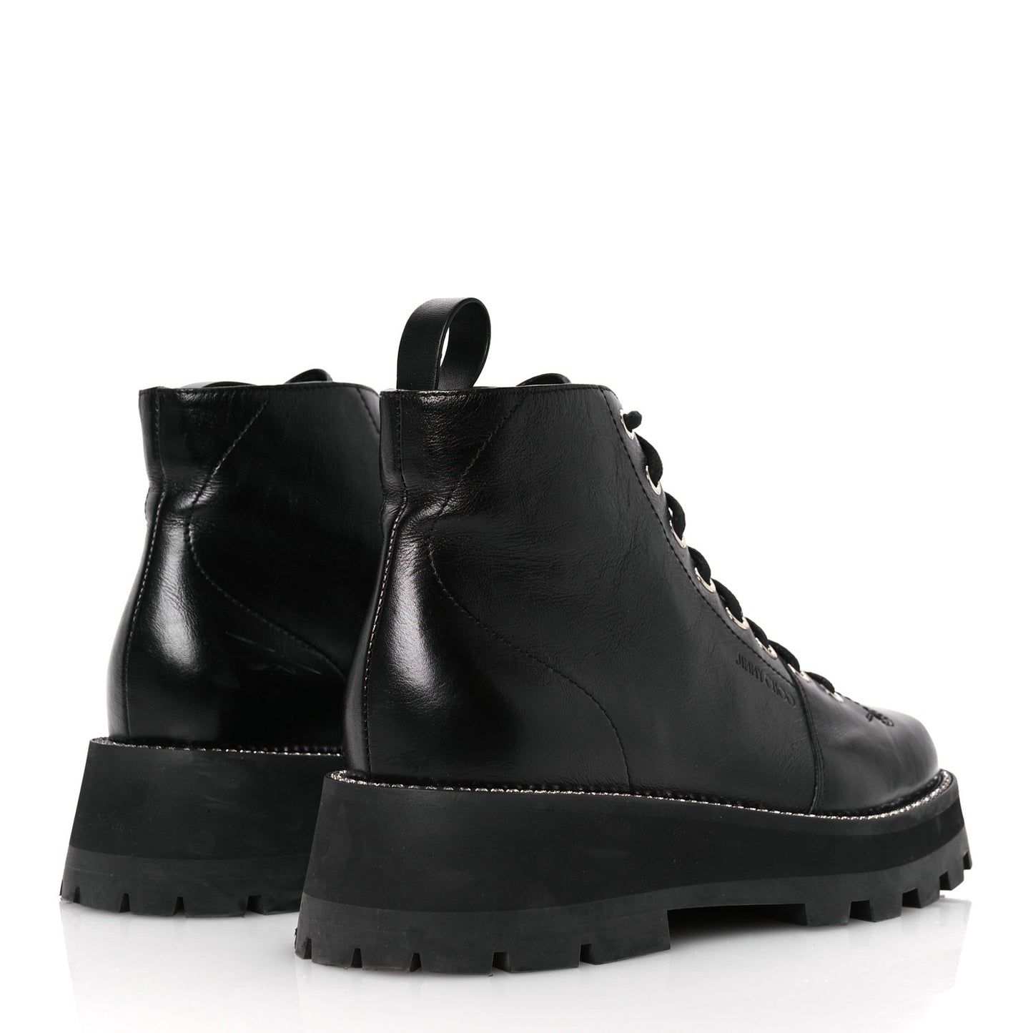 Calfskin Crystal Embellished Colby Combat Boots 39.5 Black