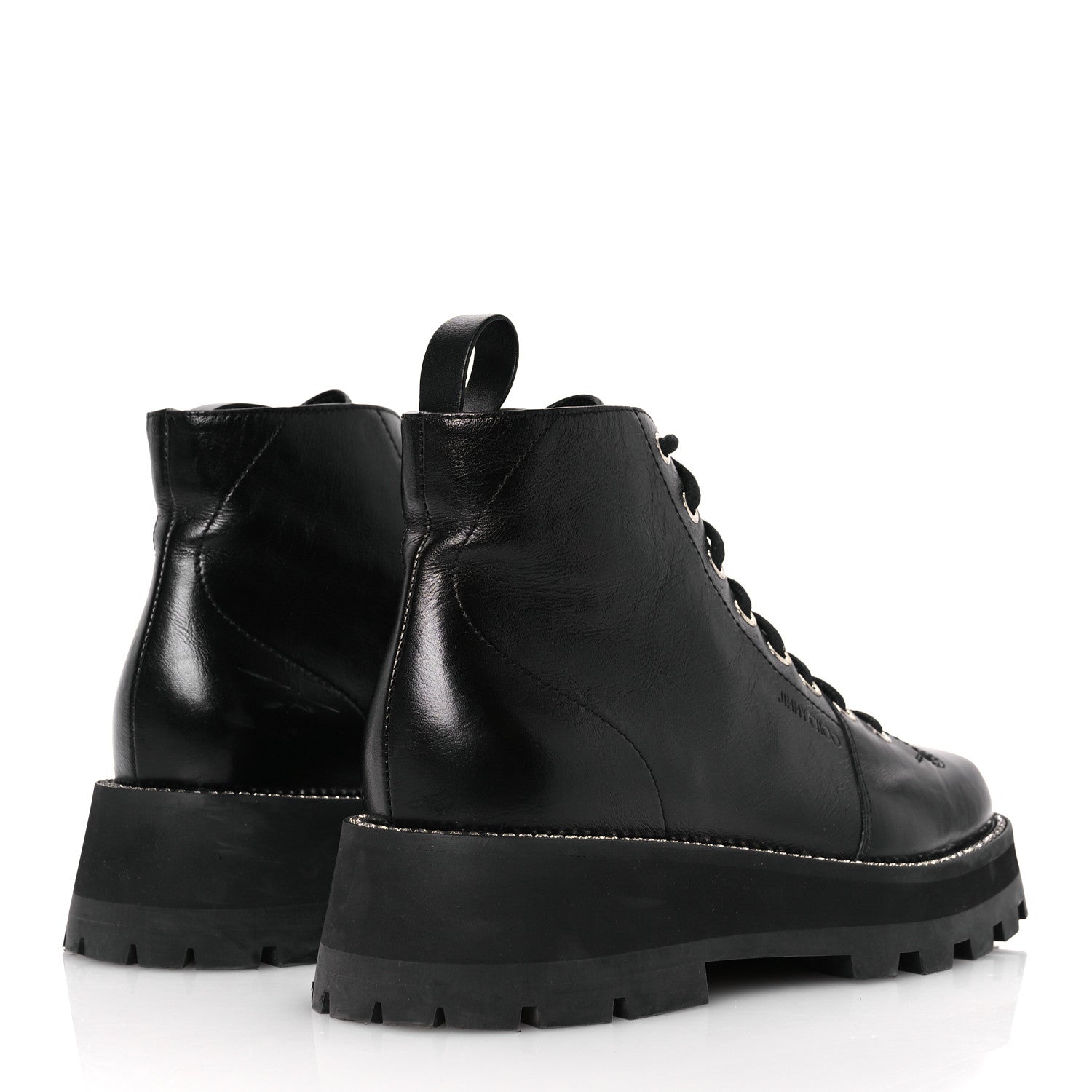 Jimmy Choo Calfskin Crystal Embellished Colby Combat Boots 39.5 Black 5 of 13