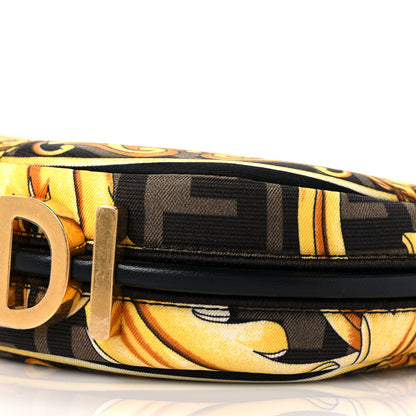 Fendi X VERSACE Silk Fendace Baroque Nano Fendigraphy Hobo Charm Black Gold 10 of 11