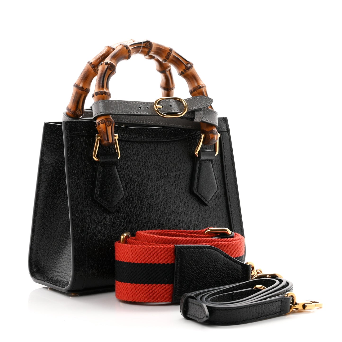 Textured Dollar Calfskin Web Mini Diana Tote Bag Black Dusty Grey