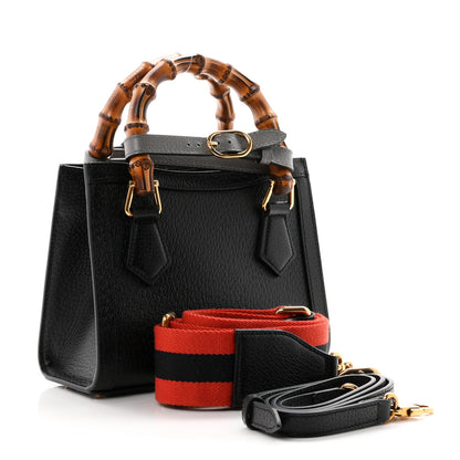 Gucci Textured Dollar Calfskin Web Mini Diana Tote Bag Black Dusty Grey 3 of 10