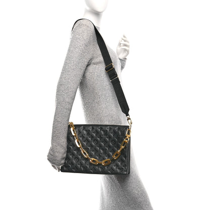 Louis Vuitton Lambskin Embossed Monogram Coussin Black 2 of 13
