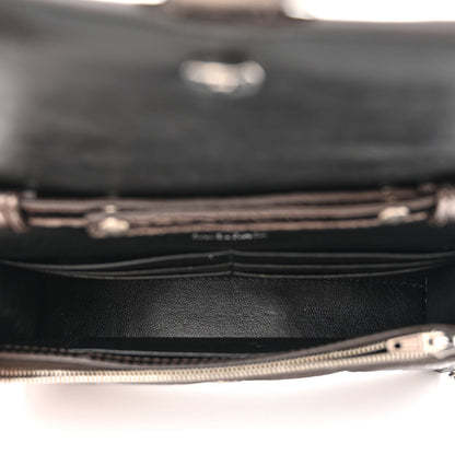 Balenciaga Shiny Metallic Calfskin Crocodile Embossed Hourglass Chain Bag Dark Bronze 5 of 10