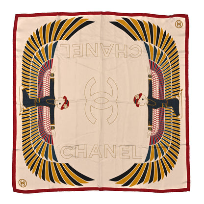 Chanel Silk Metiers D'Art Egypt Square Scarf Beige Red 1 of 3