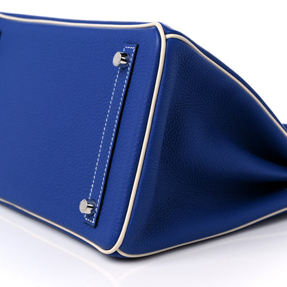 Hermes Togo Bi-Color Horseshoe Birkin 30 Bleu Electrique Craie 9 of 12