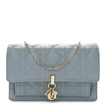Christian Dior Lambskin Cannage Lady Dior Chain Pouch Cloud Blue 1 of 9
