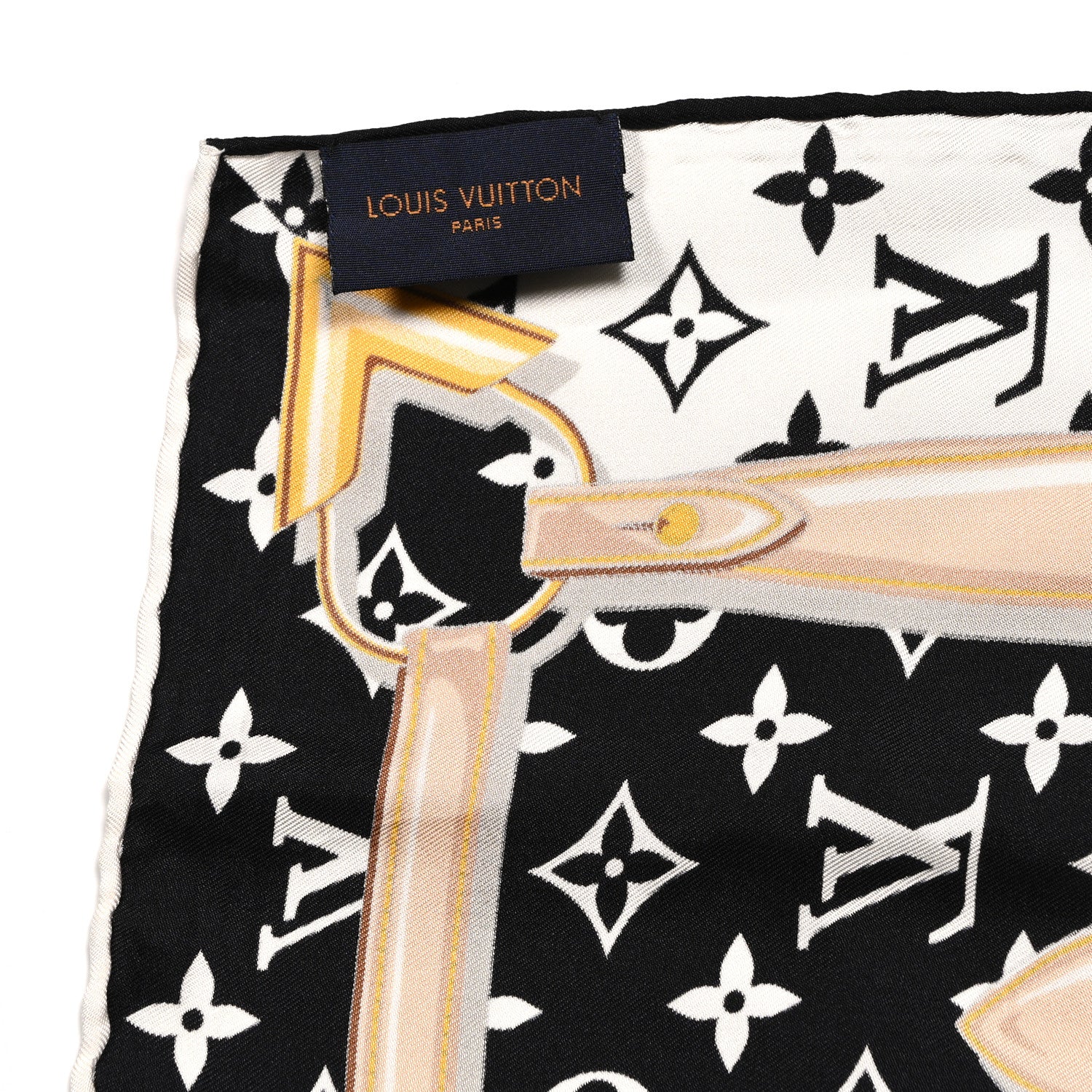 Louis Vuitton Silk Monogram Confidential Square Scarf Black 3 of 4