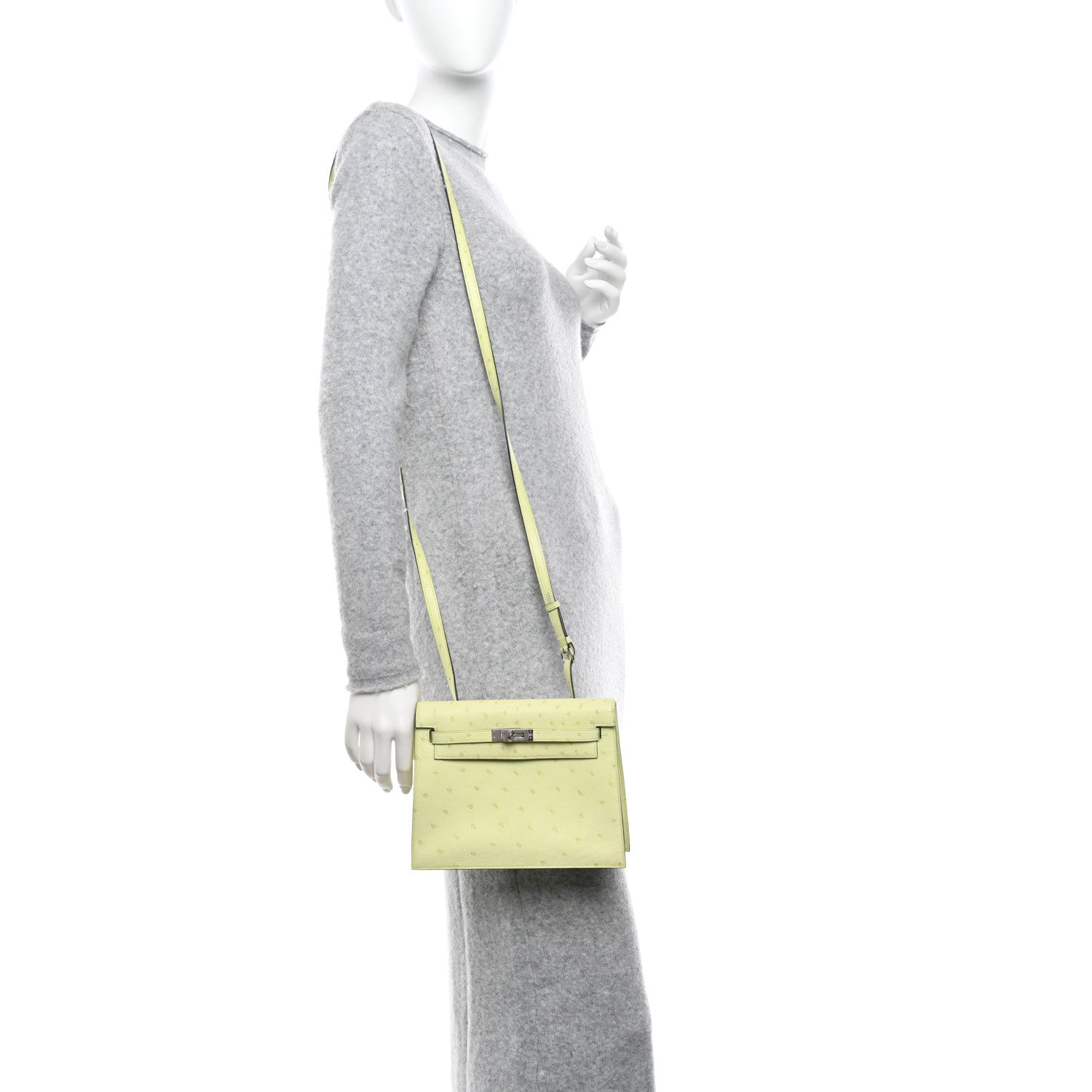 Hermes Ostrich Kelly Danse II Belt Bag Jaune Bourgeon 2 of 10