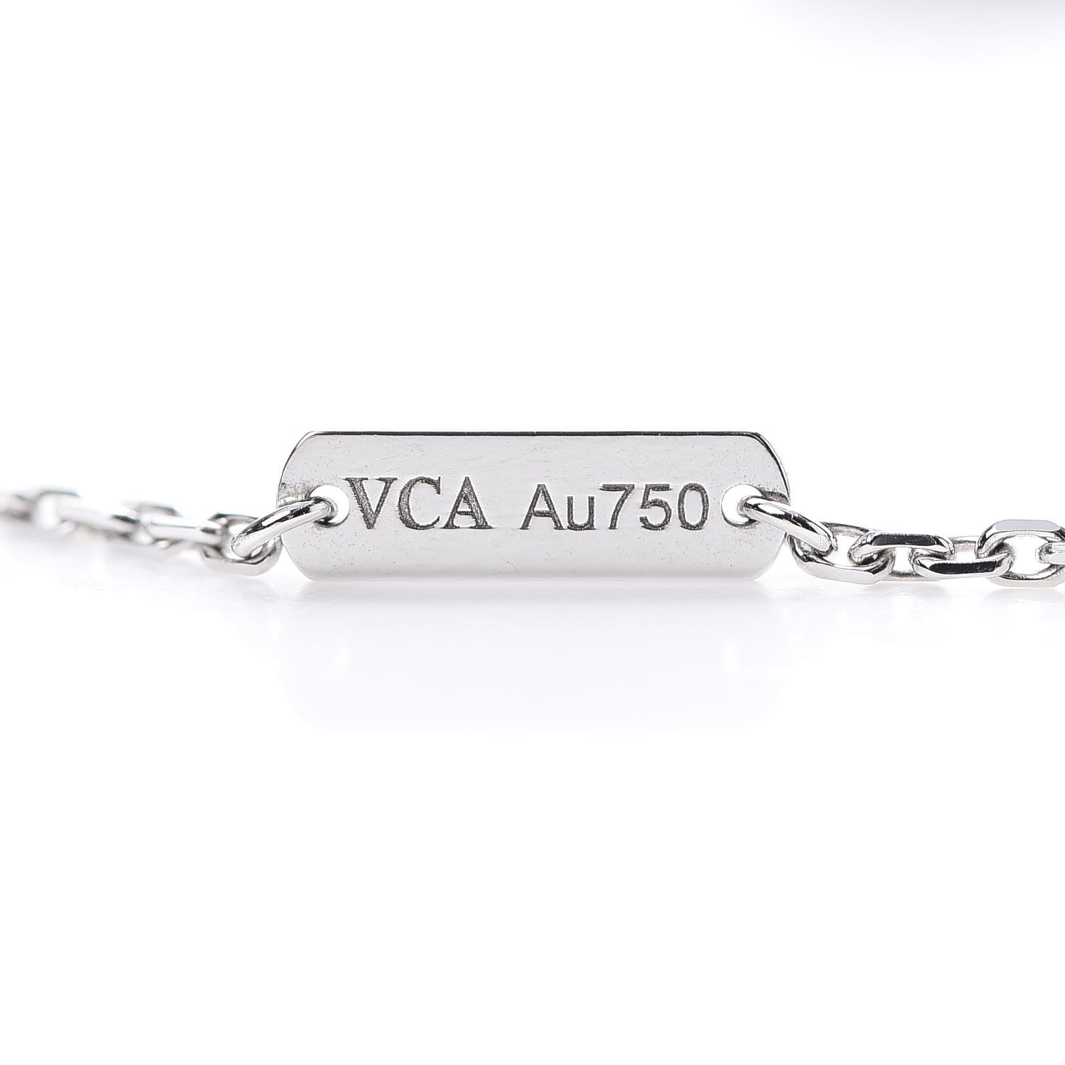Van Cleef & Arpels 18K White Gold Diamond Guilloche Vintage Alhambra Pendant Necklace 4 of 6