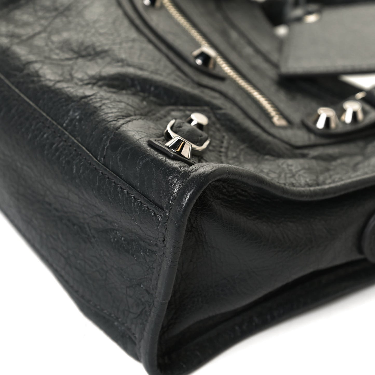 Agneau Classic Silver Hardware Mini City Gris Fossile