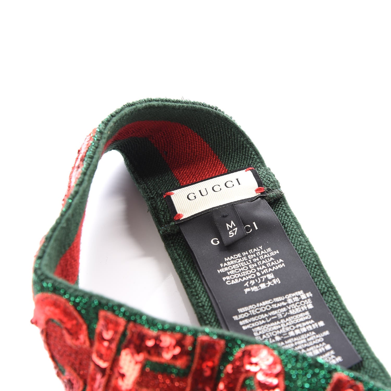 Gucci Sequin Headband Medium Red Green 3 of 4