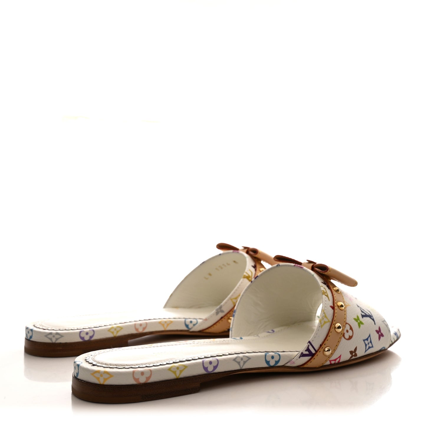 LV X TM Monogram Multicolor 6AM Flat Mule Sandals 36 White Multicolor