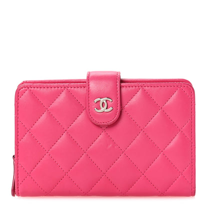 Chanel Lambskin Quilted CC French Wallet Dark Pink 1 of 9