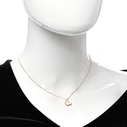 Van Cleef & Arpels 18K Yellow Gold Mother of Pearl Sweet Alhambra Butterfly Pendant Necklace 2 of 5