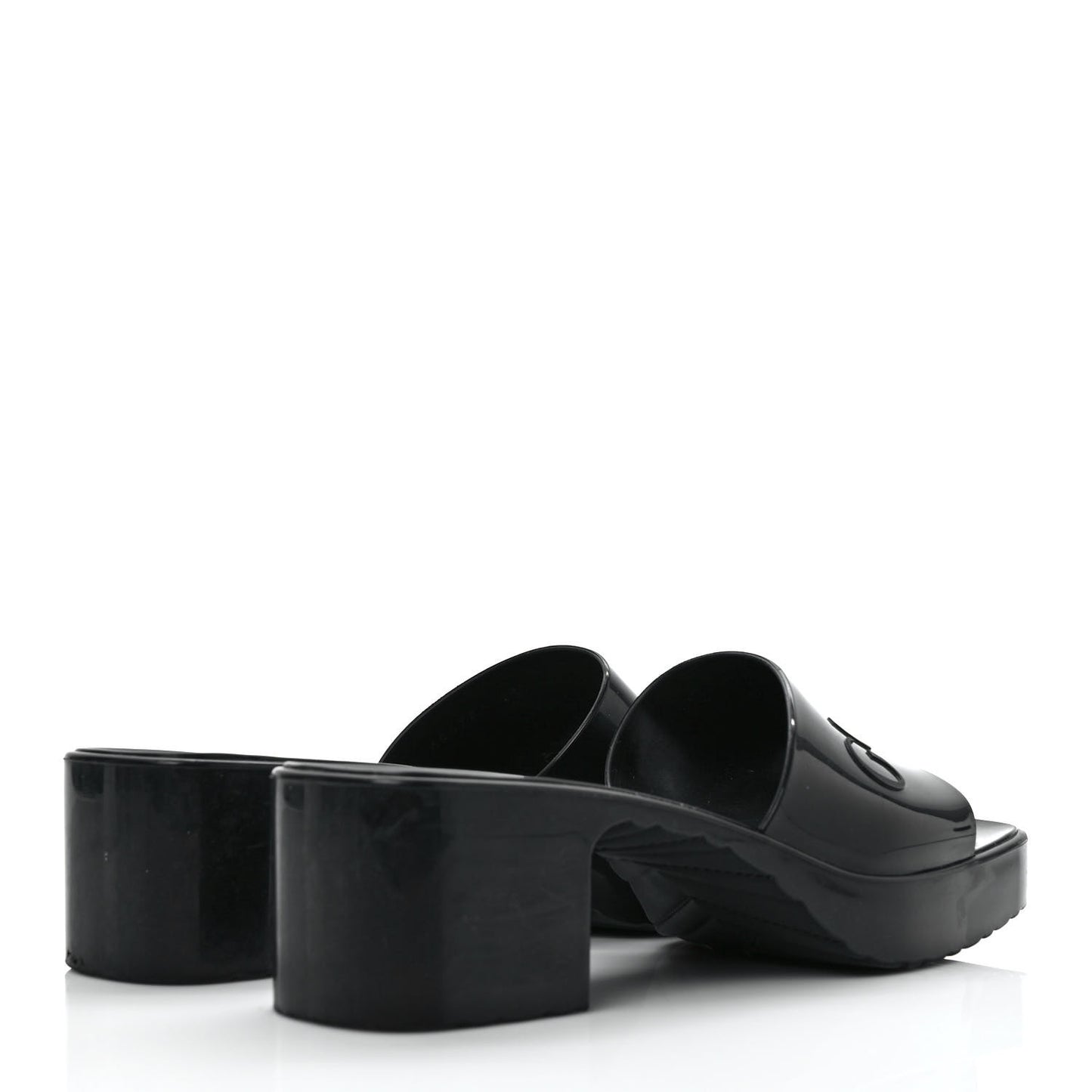 Rubber Gucci Logo Womens Platform 20/60mm Slide Sandals 39 Black
