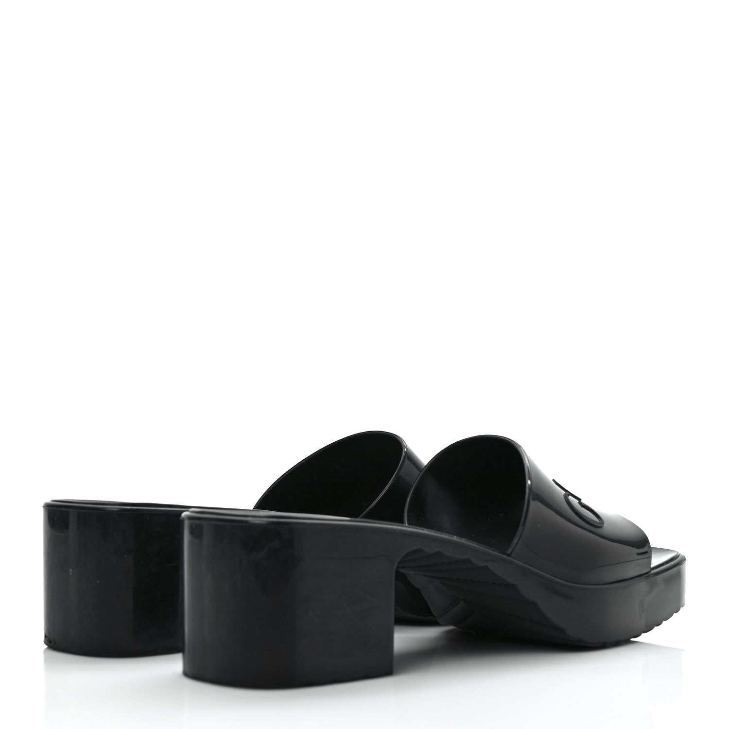 Gucci Rubber Gucci Logo Womens Platform 20/60mm Slide Sandals 39 Black 4 of 8