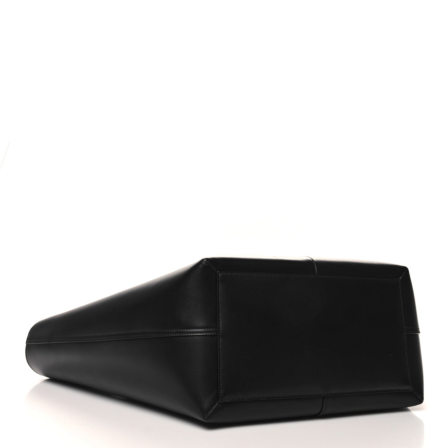 Smooth Calfskin Maxi Trapezoid Shopping Tote Black
