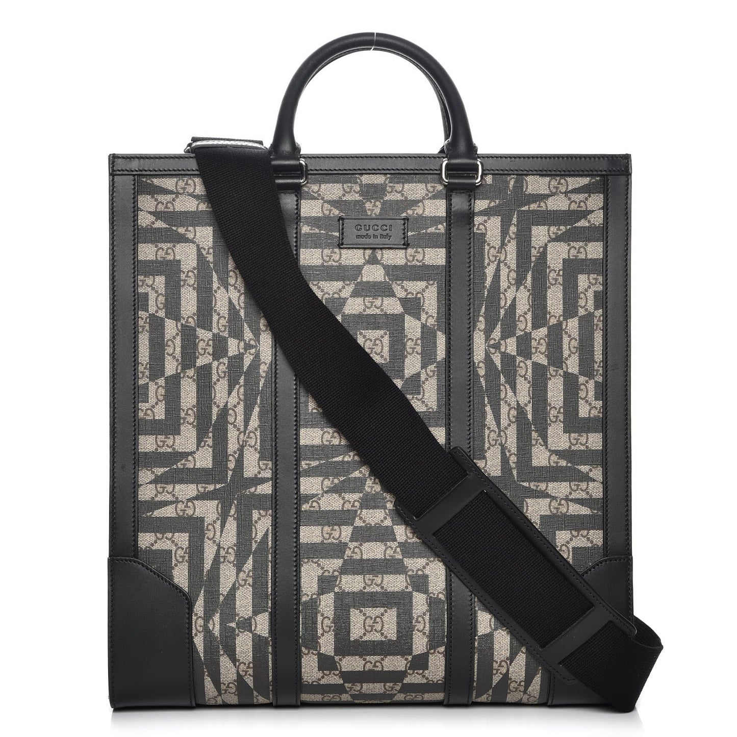 GG Supreme Monogram Caleido Vertical Tote Black