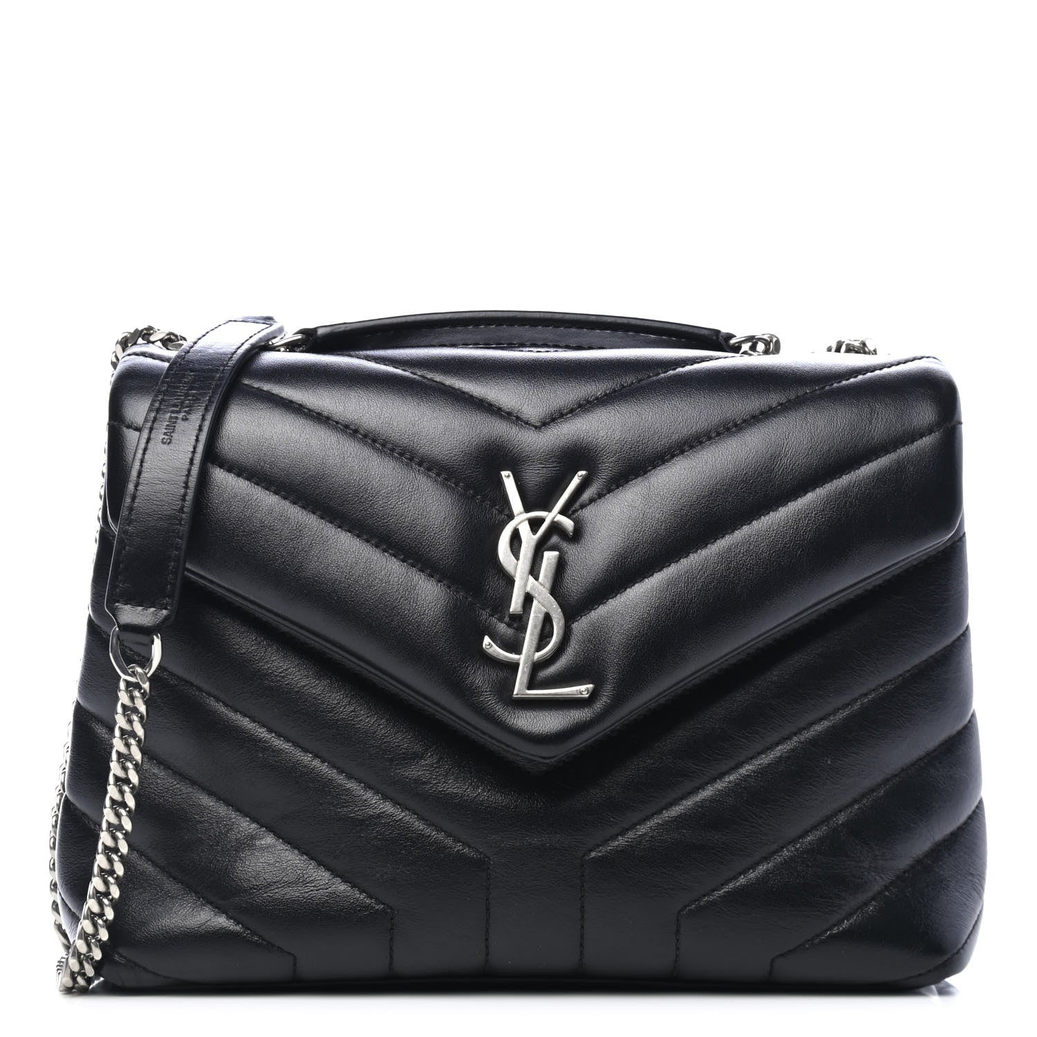 Saint Laurent Calfskin Y Quilted Monogram Small Loulou Chain Satchel Black 1 of 4