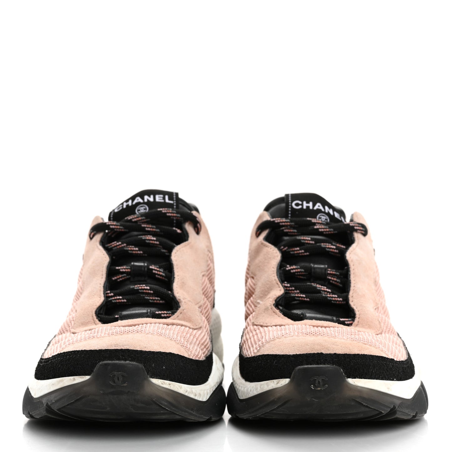 Mesh Suede Calfskin Quilted Sneakers 40 Pink Beige