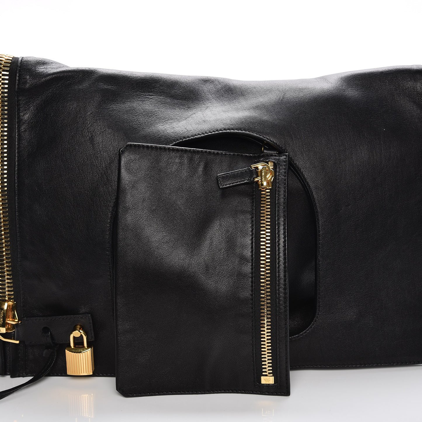 Ramskin Large Alix Padlock Zip Shoulder Bag Black