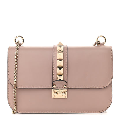 Valentino Garavani Vitello Medium Glam Lock Rockstud Flap Poudre 1 of 12