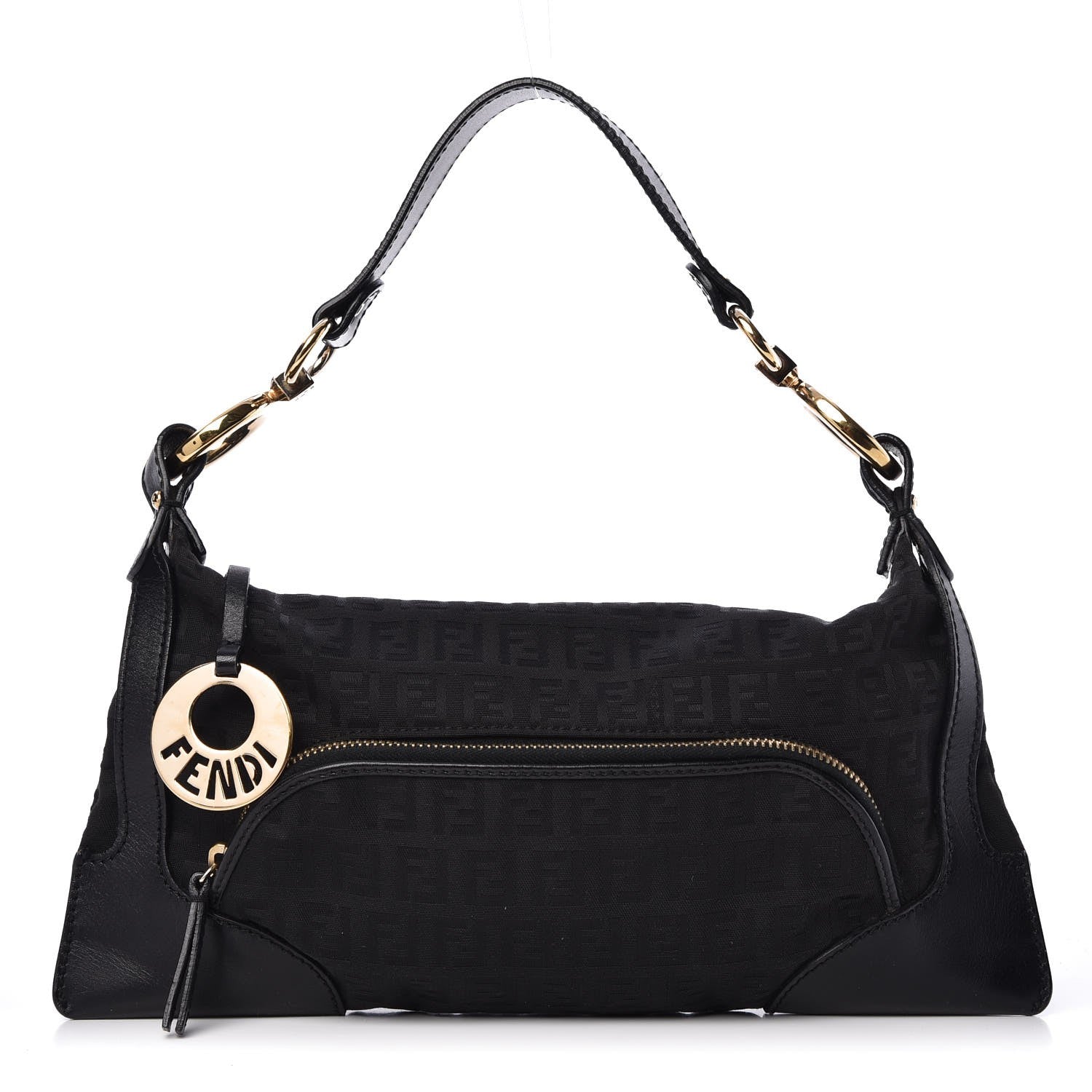 Fendi Zucchino Cuoio Small Chef Pocket Shoulder Bag Black 1 of 6