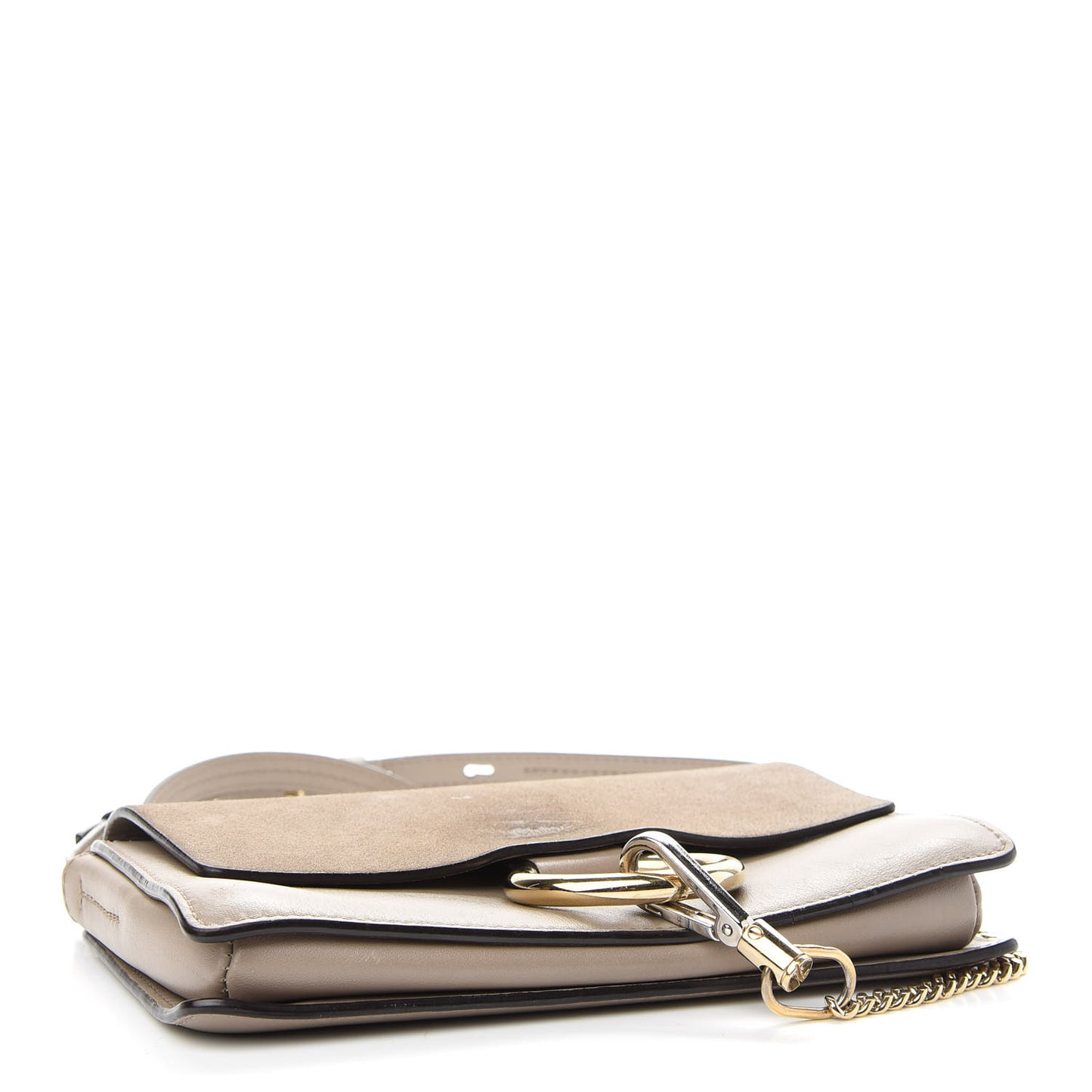 Suede Calfskin Small Faye Shoulder Bag Motty Grey