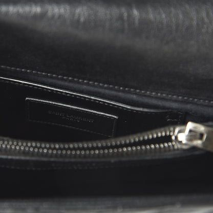 Saint Laurent Sheepskin Matelasse Chevron Monogram Medium College Bag Black 8 of 9