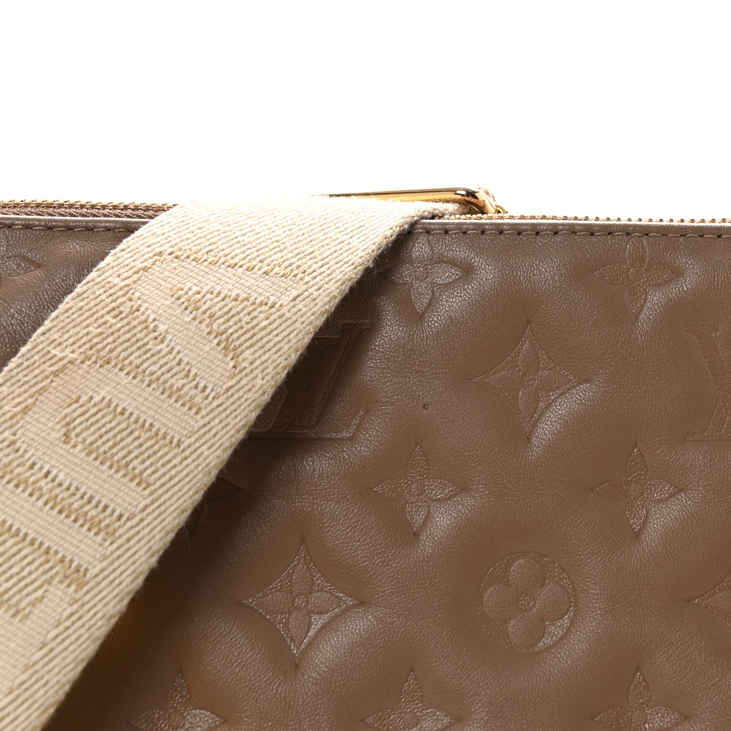Lambskin Embossed Monogram Coussin MM  Taupe