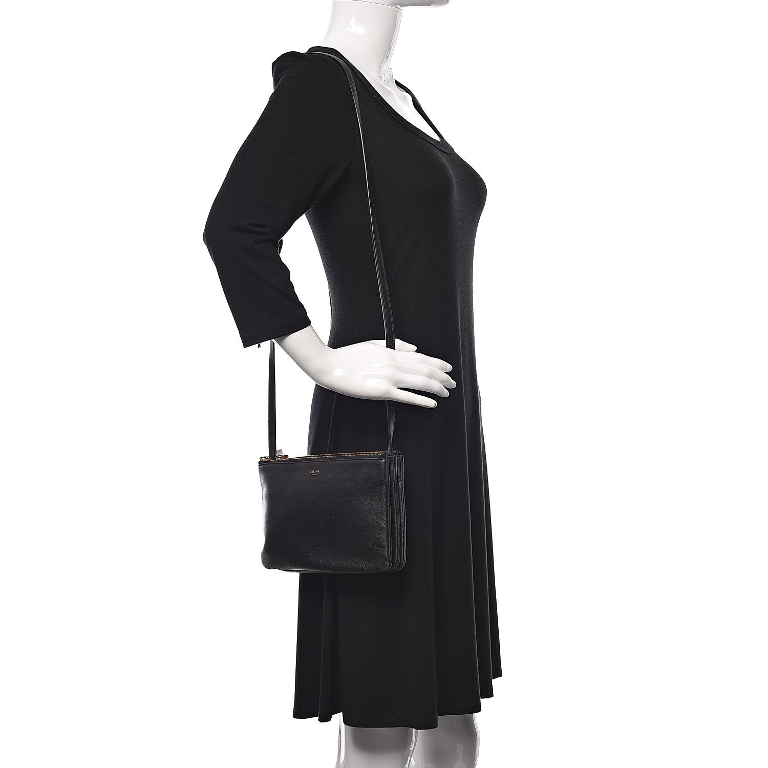 Celine Lambskin Small Trio Crossbody Bag Black 2 of 8