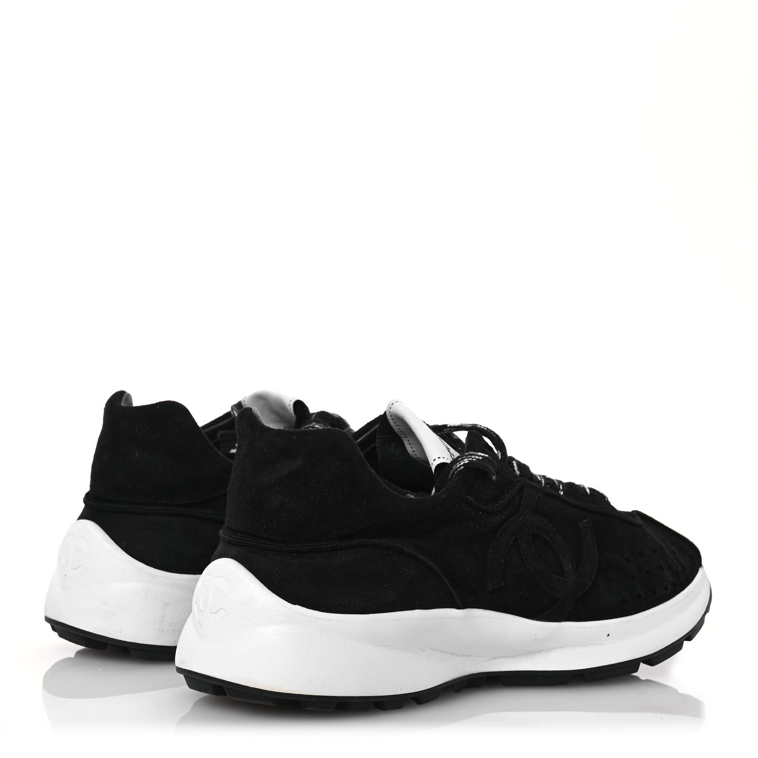 Chanel Suede Goatskin CC Sneakers 39 Black 4 of 15