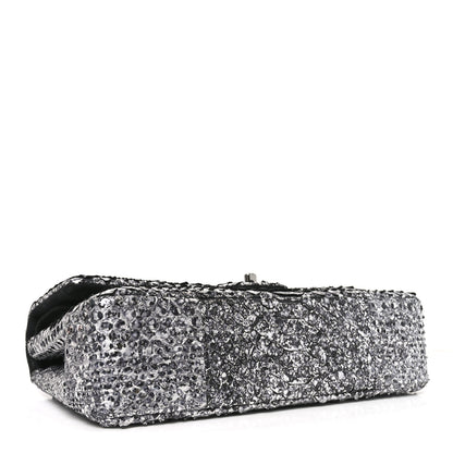 Chanel Metallic Snakeskin Medium Double Flap Black Silver 4 of 11