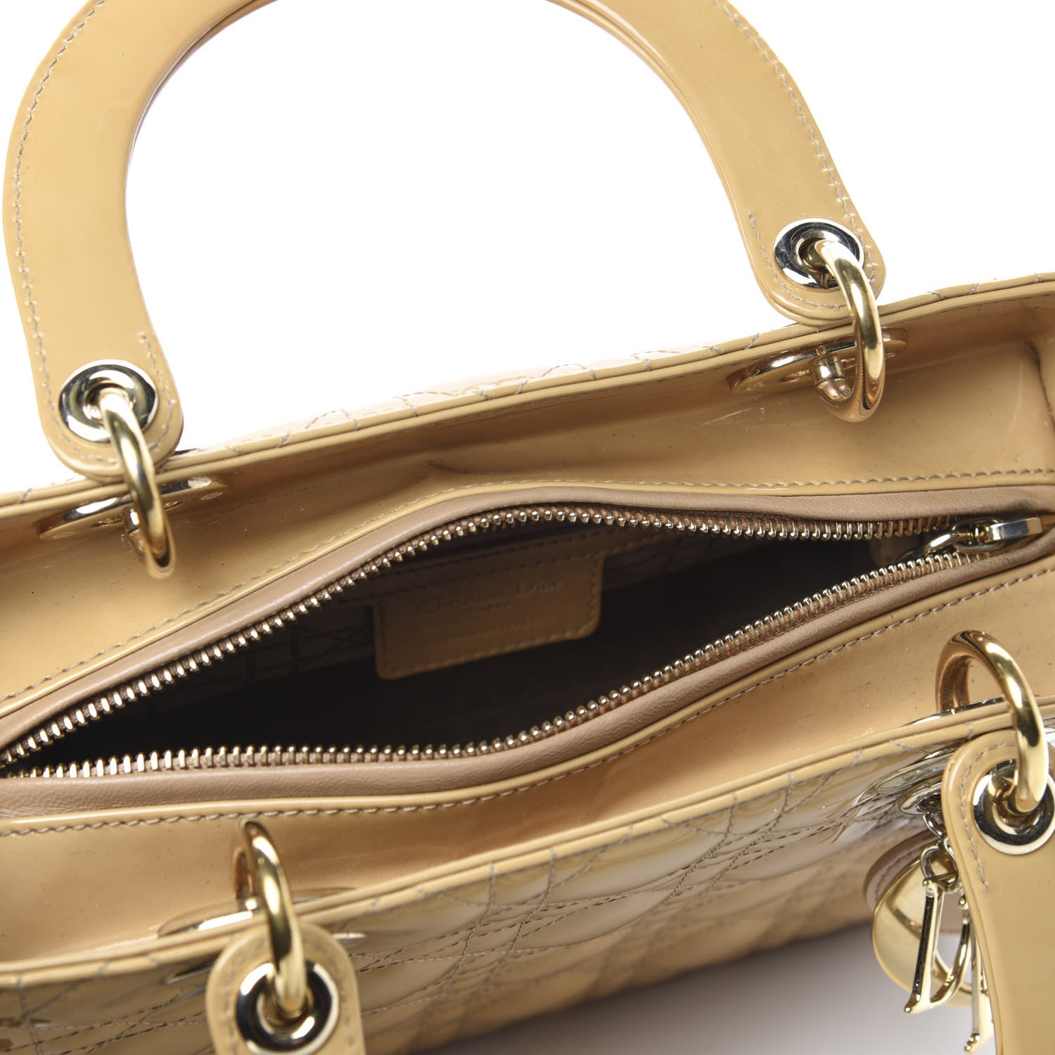 Christian Dior Patent Cannage Medium Lady Dior Beige 5 of 10