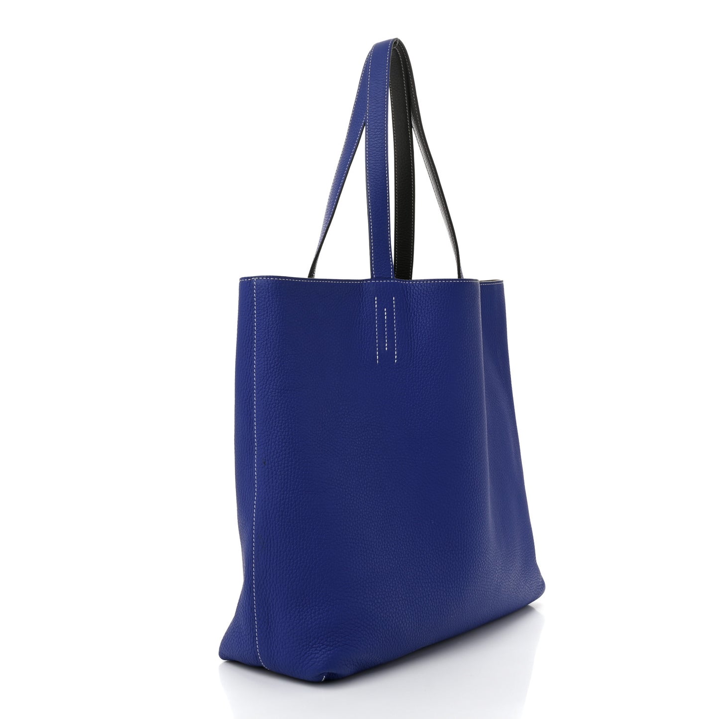 Taurillon Clemence Double Sens 45 Reversible Tote Graphite Bleu Electrique