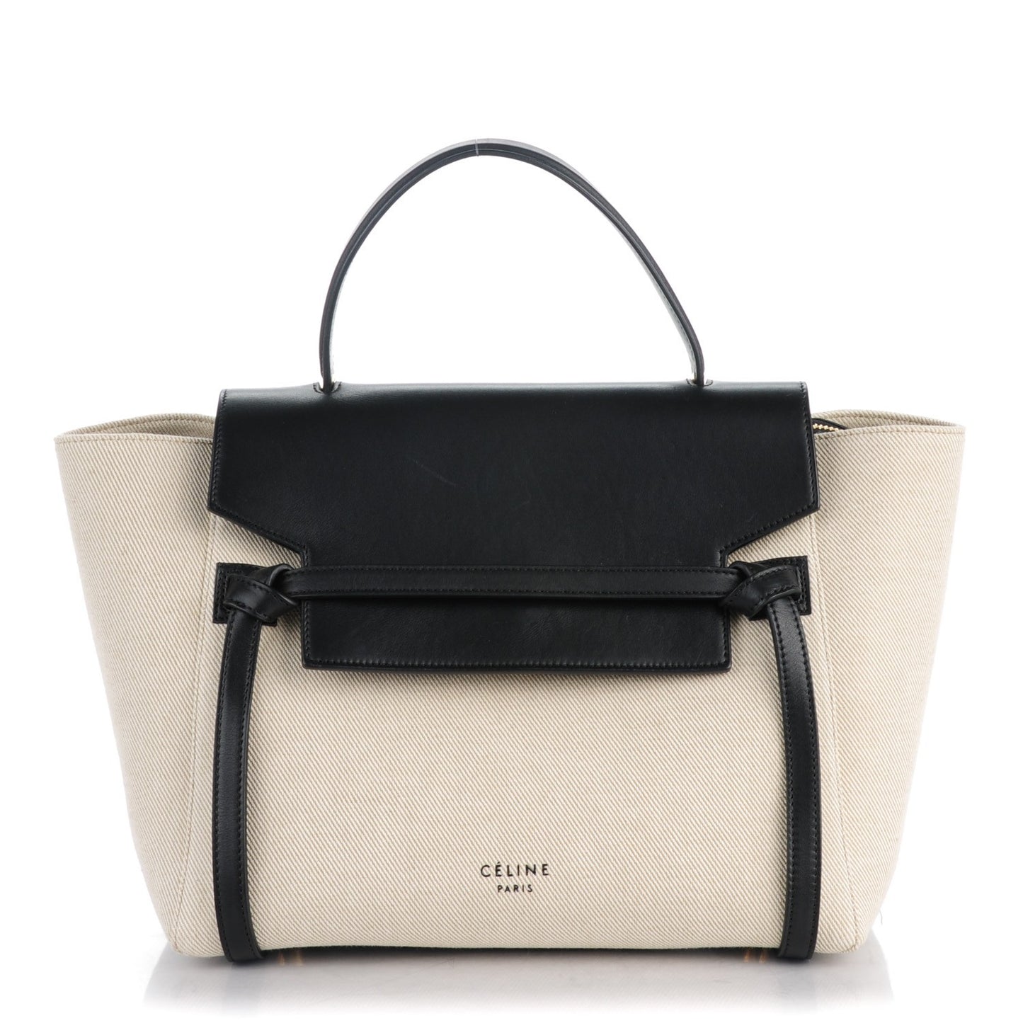Cotton Canvas Calfskin Mini Belt Bag Black