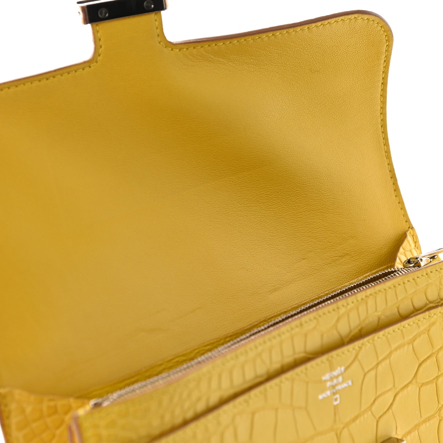 Hermes Matte Alligator Constance Long Wallet Jaune Ambre 7 of 10