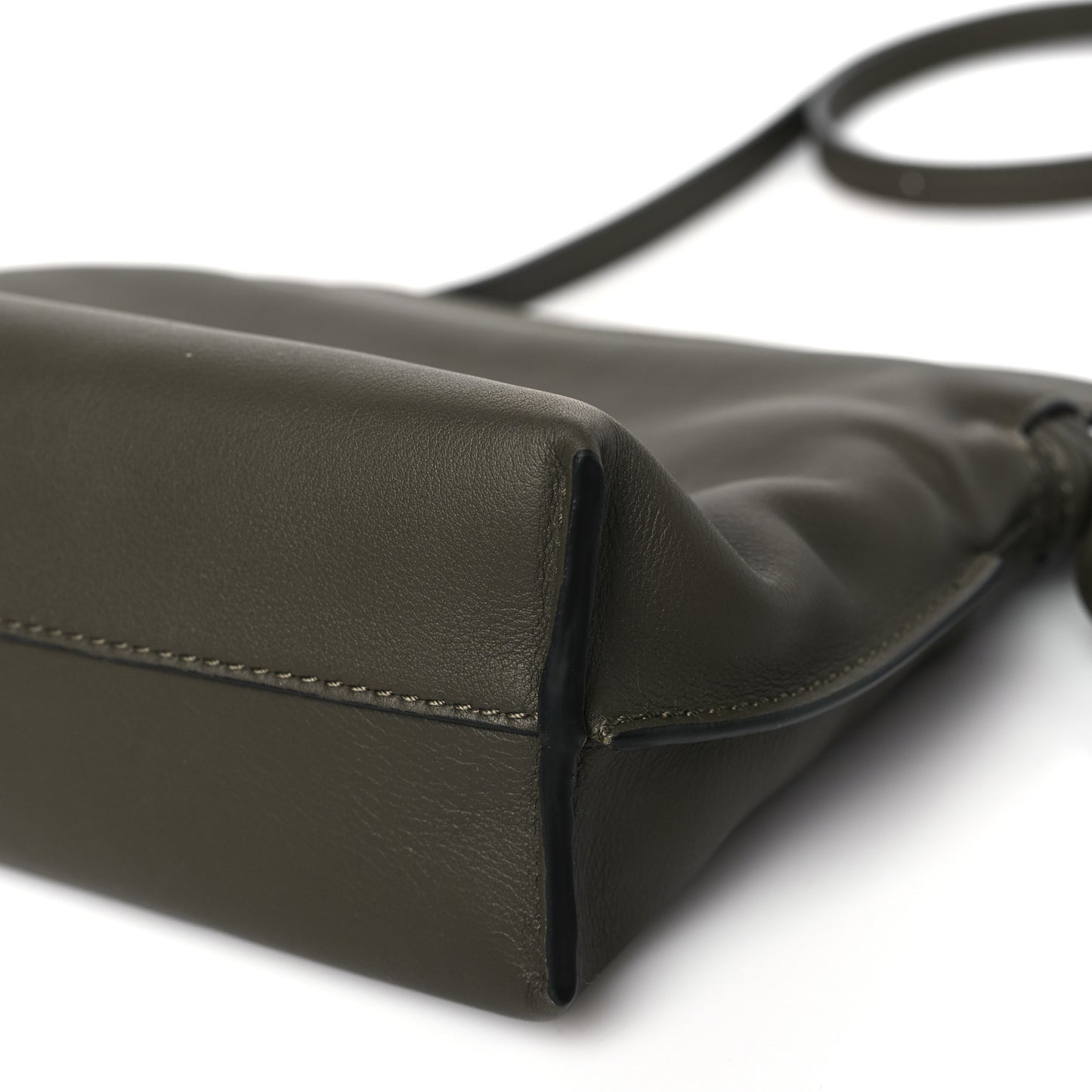 Calfskin Mini Flamenco Knot Clutch Dark Khaki