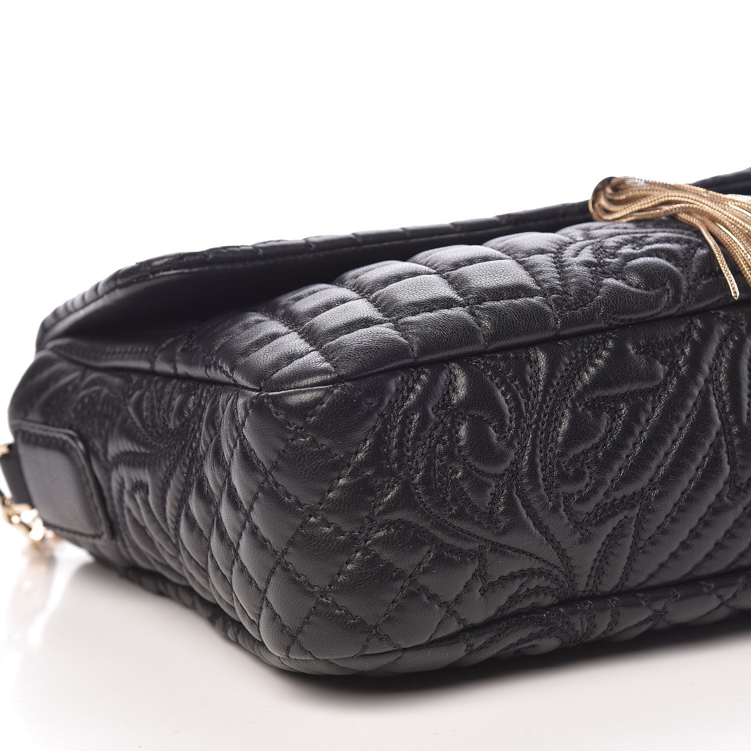 Versace Nappa Barocco Quilted Vanitas Medea Shoulder Bag Black 7 of 9