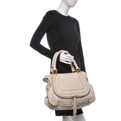 Chloe Calfskin Perforated Large Marcie Satchel Porcelain 2 of 6