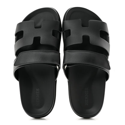 Hermes Calfskin Womens Chypre Sandals 36 Black 2 of 10