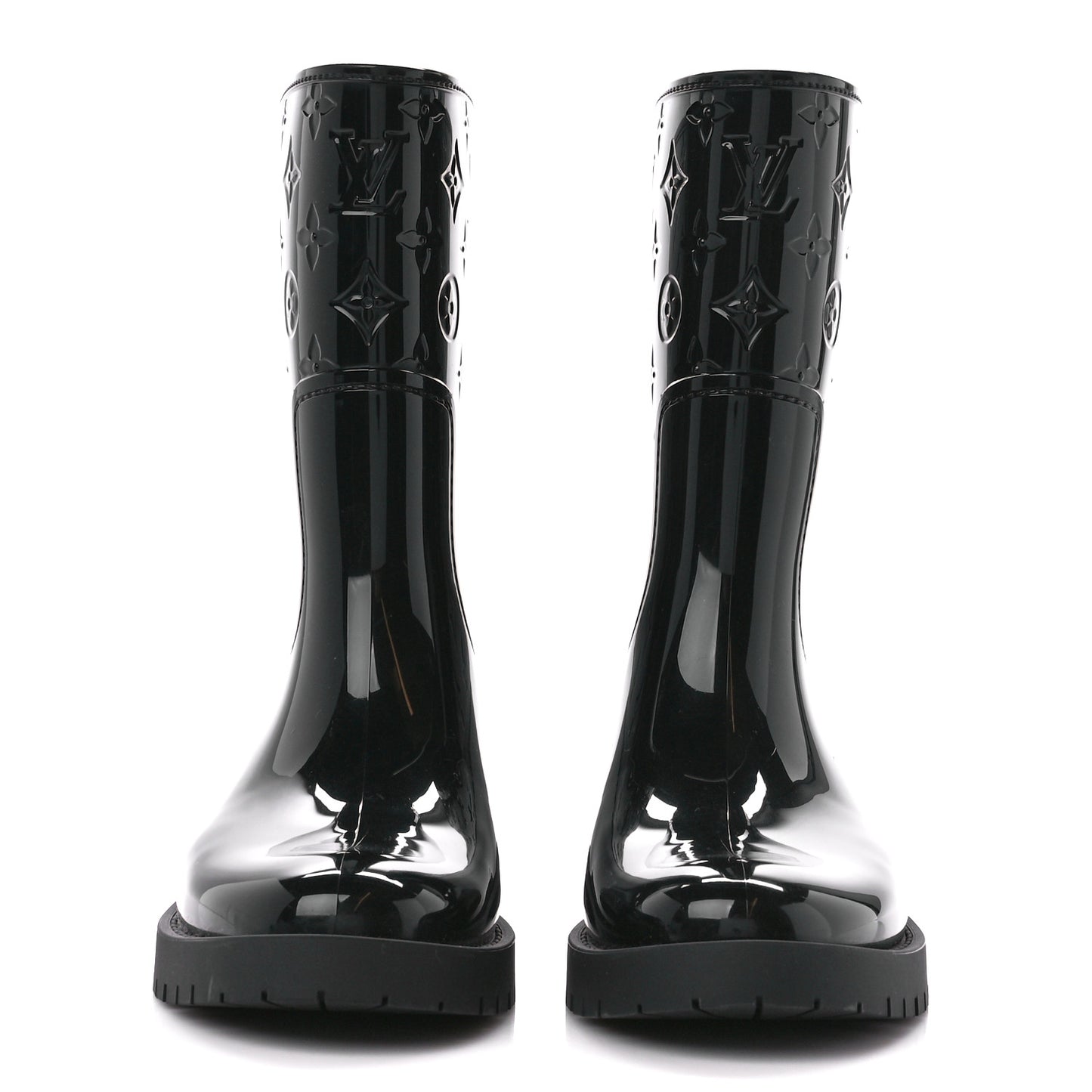 Rubber Embossed Monogram Drops Flat Half Boots 39 Black