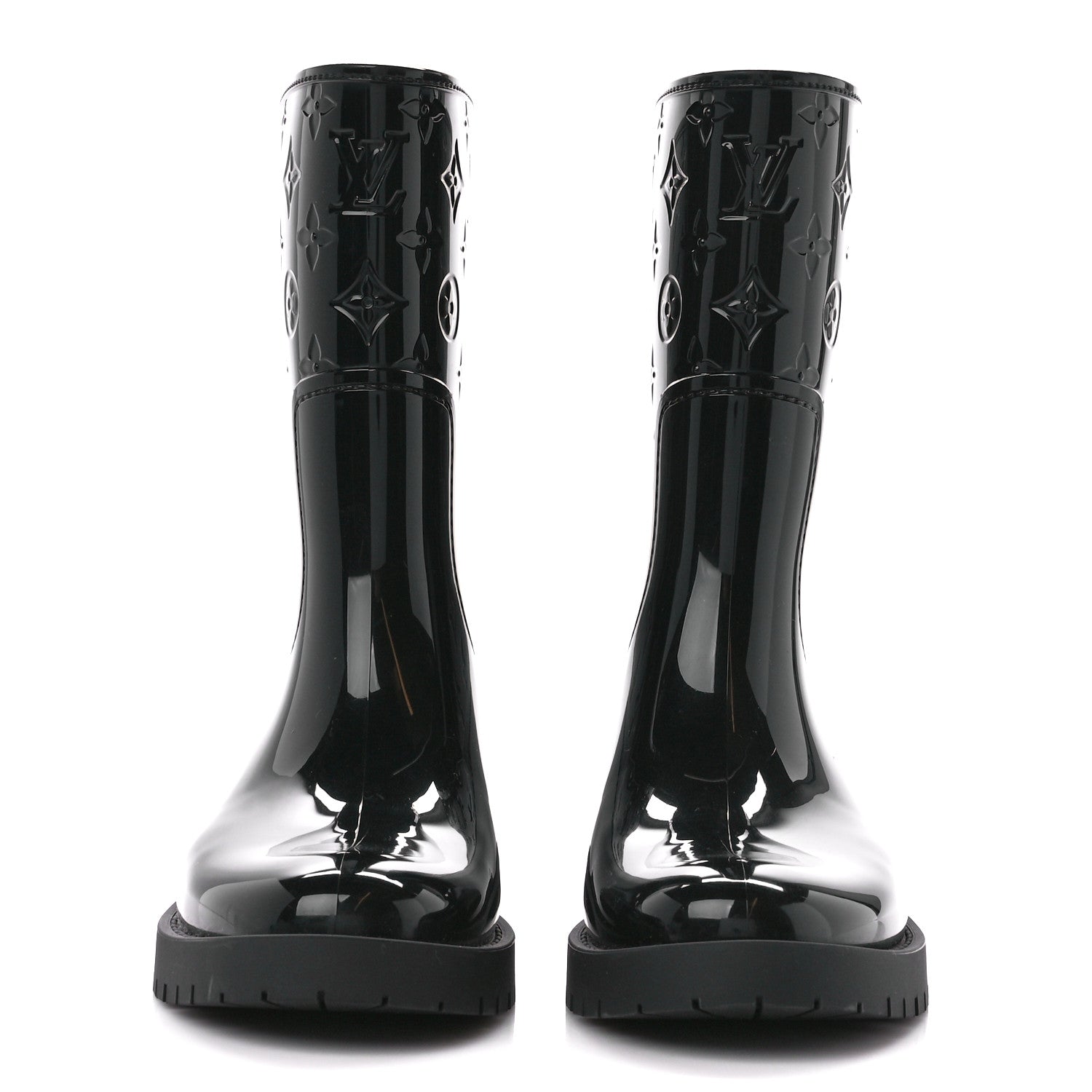 Louis Vuitton Rubber Embossed Monogram Drops Flat Half Boots 39 Black 2 of 7