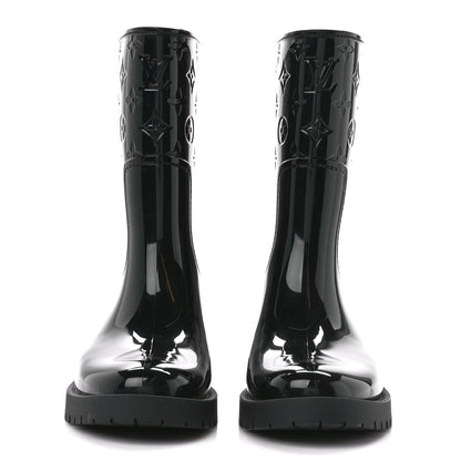 Louis Vuitton Rubber Embossed Monogram Drops Flat Half Boots 39 Black 2 of 7